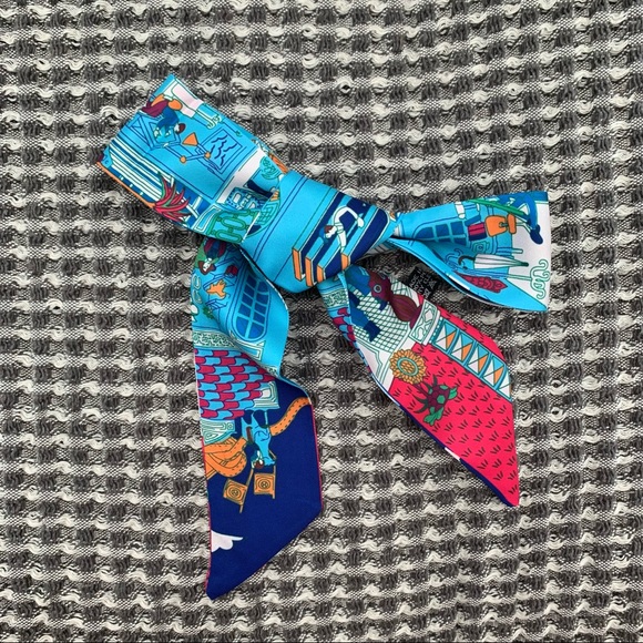 Accessories - Twilly for handbags 👜 Orange and blue tiki paradise